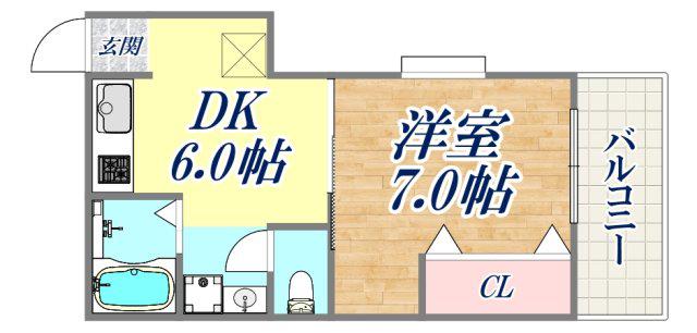 兵庫シティー(1DK/4階)の間取り写真