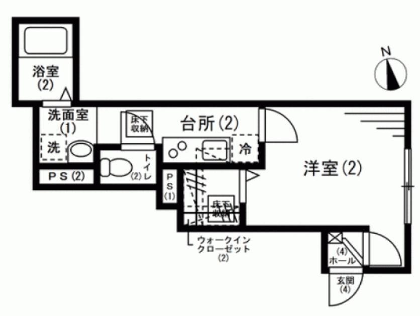 モンセーム(1K/1階)の間取り写真