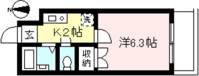 ハイツメロディアス(1K/2階)の間取り写真