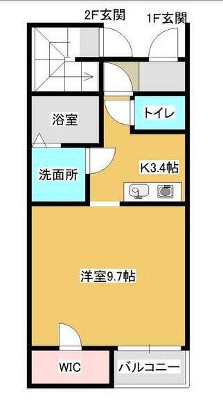 仙港SKY(1K/1階)の間取り写真
