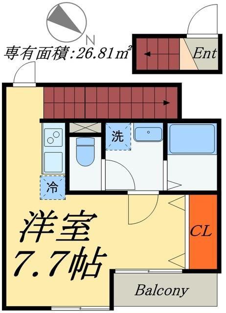 COMFORT アイリス(ワンルーム/2階)の間取り写真