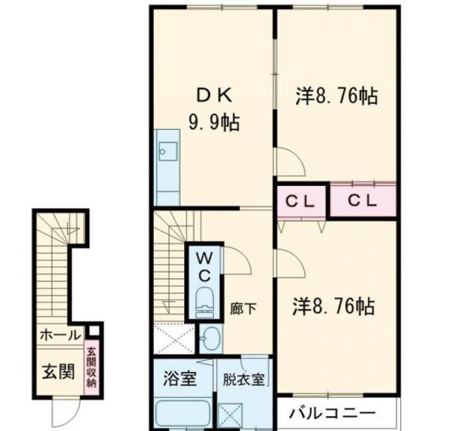 すまいる32(2DK/2階)の間取り写真