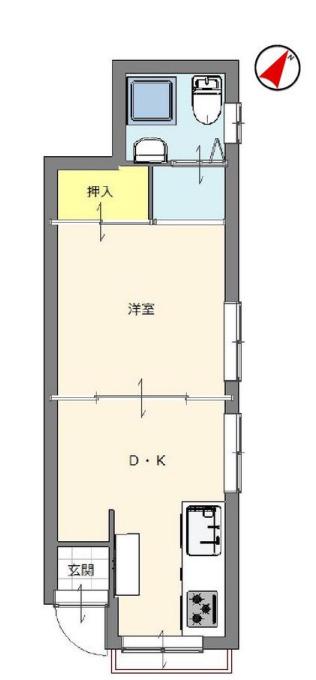 グリーンマンション(1DK/1階)の間取り写真