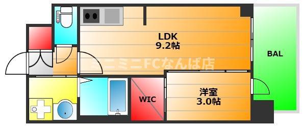 ジェノヴィア大阪大正(1LDK/4階)の間取り写真
