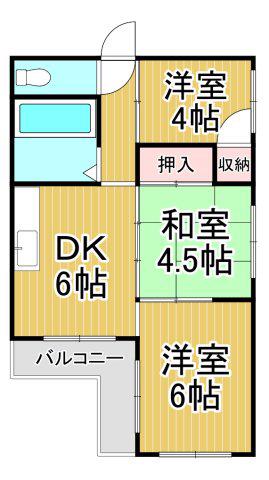 ピアコート東難波(3DK/3階)の間取り写真