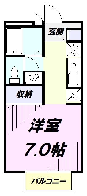 ウエストコート昭島(1K/2階)の間取り写真