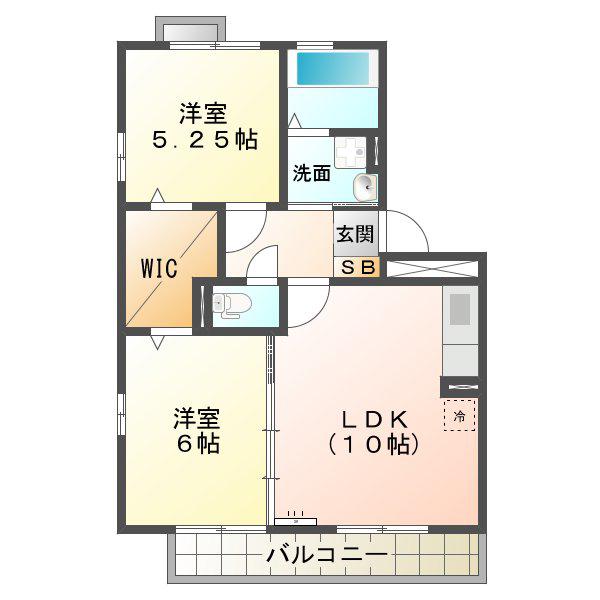 カーサフロールB(2LDK/1階)の間取り写真