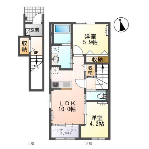桜テラス(2LDK/2階)の間取り写真