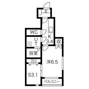 レジデンスASAKA(1SK/1階)の間取り写真