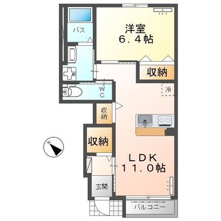 HERITAGE(1LDK/1階)の間取り写真