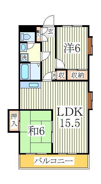 カームヤタ藤第三(2LDK/3階)の間取り写真