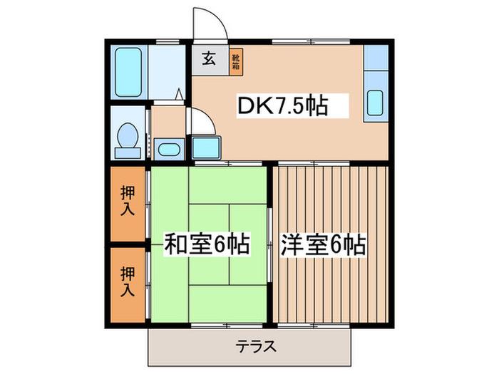 ハイムシミズ(2DK/1階)の間取り写真