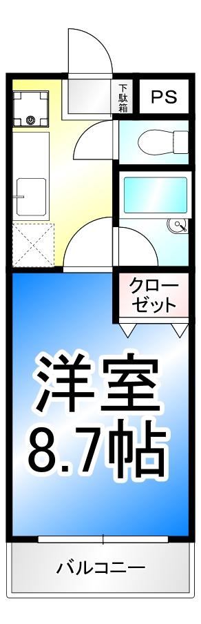 ブラウンヒルズ1番館(1K/2階)の間取り写真