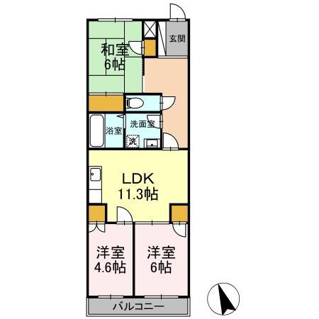 リバーコーポ(3LDK/2階)の間取り写真
