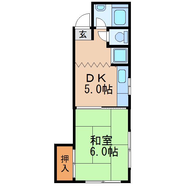 三宝ビル(1DK/4階)の間取り写真
