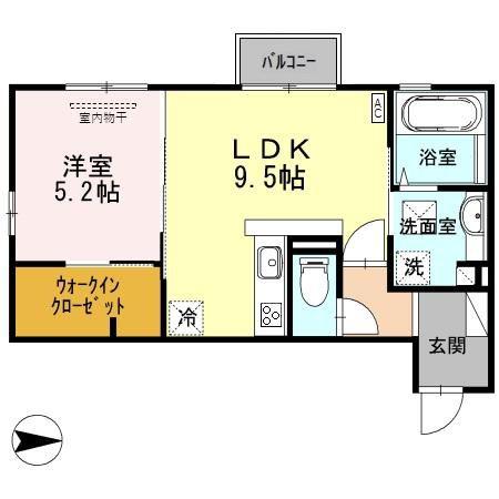 アルカディア(1LDK/1階)の間取り写真