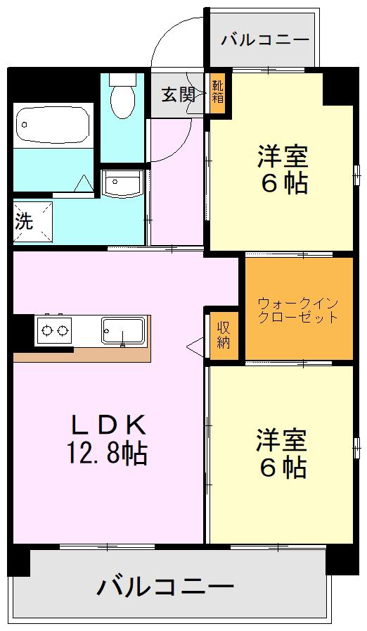 オネット出水(2LDK/2階)の間取り写真