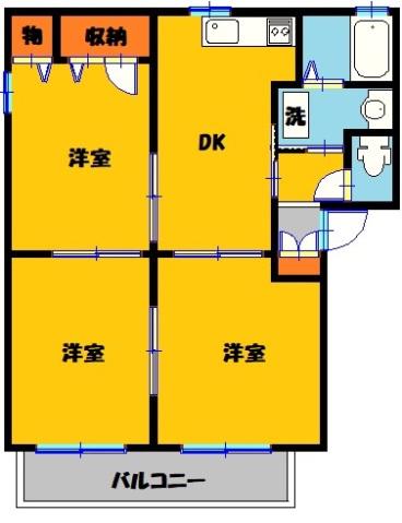 バリュージュ宮(3DK/1階)の間取り写真