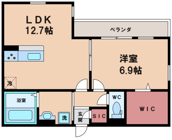 PORTE BONHEUR(1LDK/1階)の間取り写真