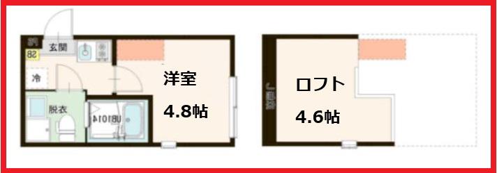 グラン竹ノ塚(1K/2階)の間取り写真
