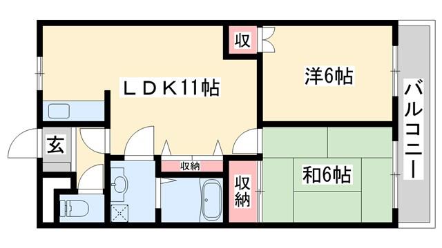 クオリティーハイム(2LDK/2階)の間取り写真
