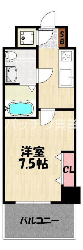 NO.67 BENEFIT 21 博多(1K/7階)の間取り写真