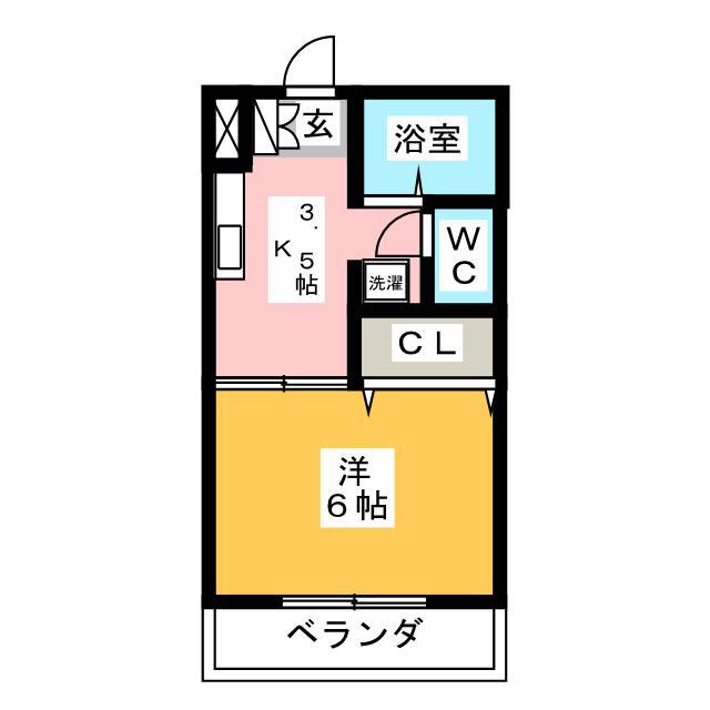 けやきA(1K/2階)の間取り写真