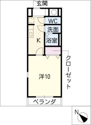 ハイタウン久保(1K/4階)の間取り写真