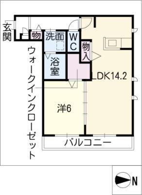 プライムコート稲生(1LDK/2階)の間取り写真