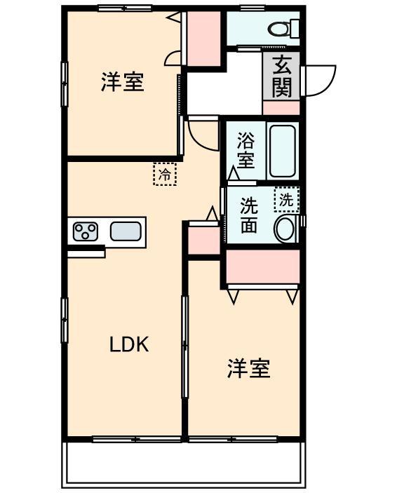 ブルーミングコート(2LDK/1階)の間取り写真