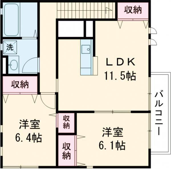 モンメゾン(2LDK/2階)の間取り写真