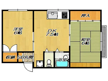 グランドライズLIVE(2DK/3階)の間取り写真