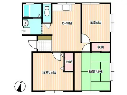 西大坪Mアパート(3DK/1階)の間取り写真