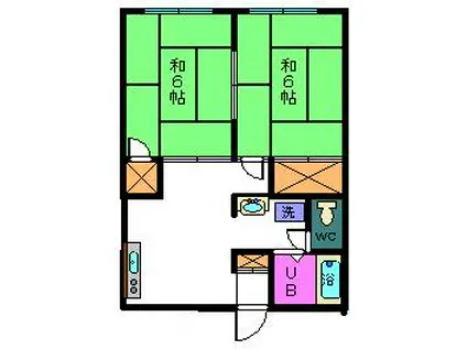 クレールA(2DK/2階)の間取り写真