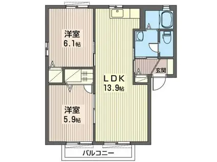 リベラルタウンD(2LDK/1階)の間取り写真