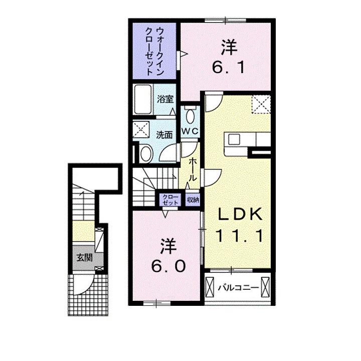 クラシオンA(2LDK/2階)の間取り写真