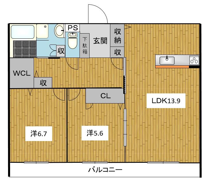ベレオ ヤマゴ(2LDK/3階)の間取り写真