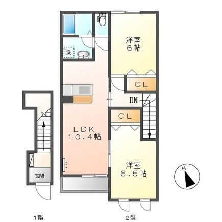 エスペランサ(2LDK/2階)の間取り写真
