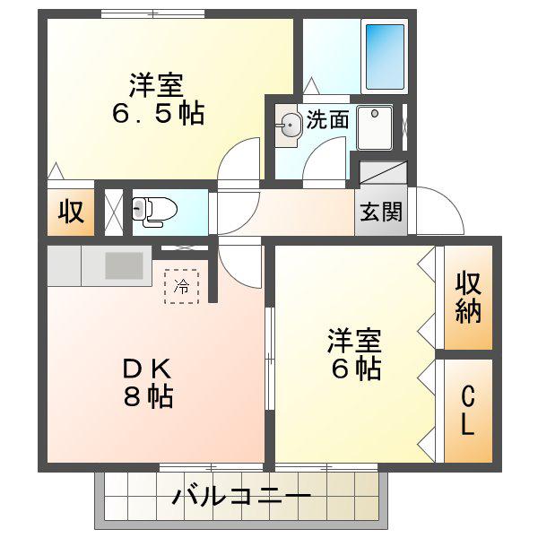 FIND BIRDIE B(2DK/2階)の間取り写真