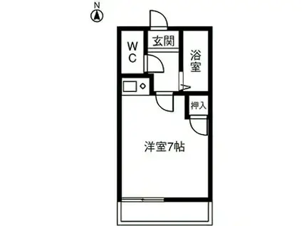 イーストコート出町前B棟(ワンルーム/1階)の間取り写真