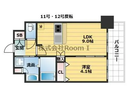 プレサンス大手前ピリオド(1LDK/5階)の間取り写真