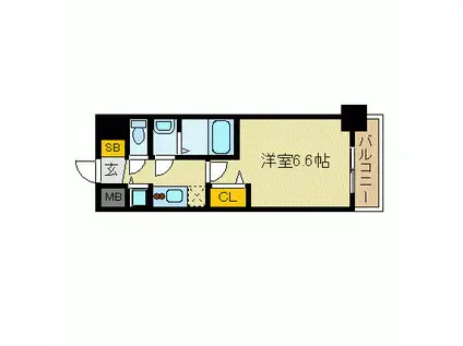 プレサンス名古屋STATIONフレア(1K/7階)の間取り写真