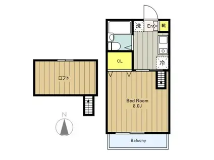 ルミナス(1K/2階)の間取り写真