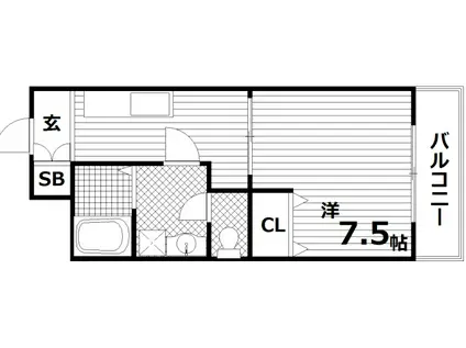 レディースゴールドハイツ(1K/3階)の間取り写真