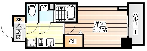 ARTIZA淡路(1K/14階)の間取り写真