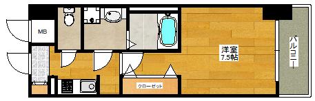 S-RESIDENCE江坂ALEGRIA(1K/6階)の間取り写真