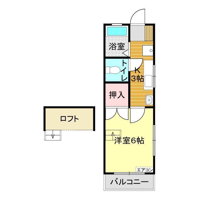 サンレジデンスK1(1K/2階)の間取り写真