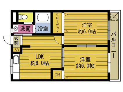 リンツI(2DK/3階)の間取り写真