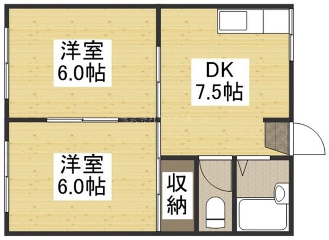 ガーデンハウス花の街B棟(2DK/1階)の間取り写真