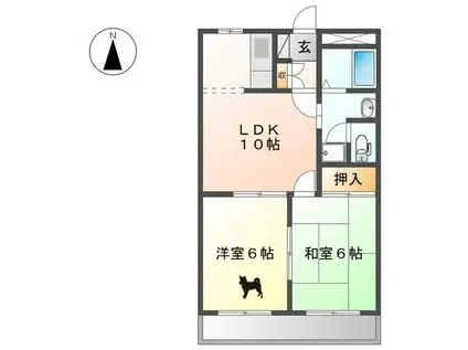 トゥインクル(2LDK/2階)の間取り写真